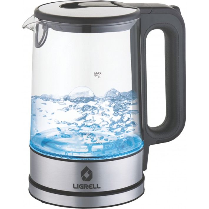 Чайник LIGRELL LEK-1778G стекло, черный, с подсветкой, 1,7л, 2200Вт